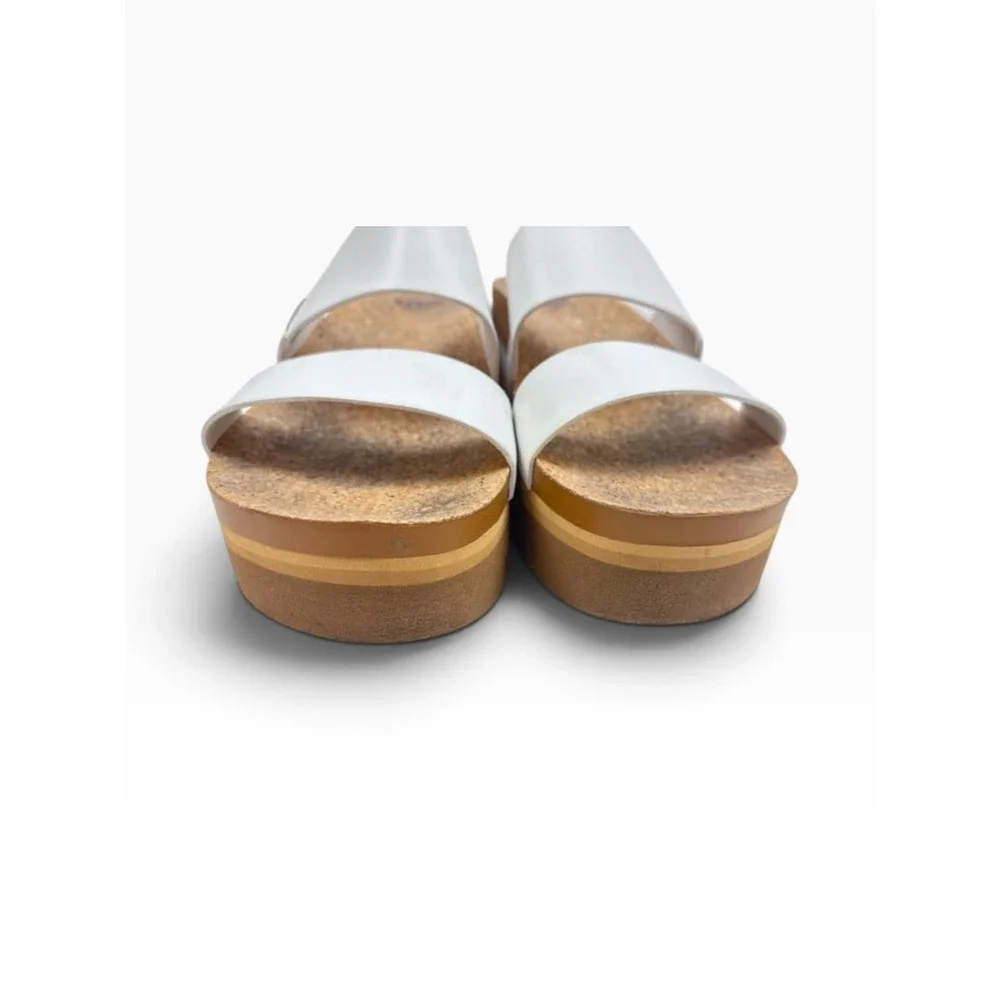 Reef Vista Hi White Platform Sandals Cork Wedge Double Strap Slide Womens